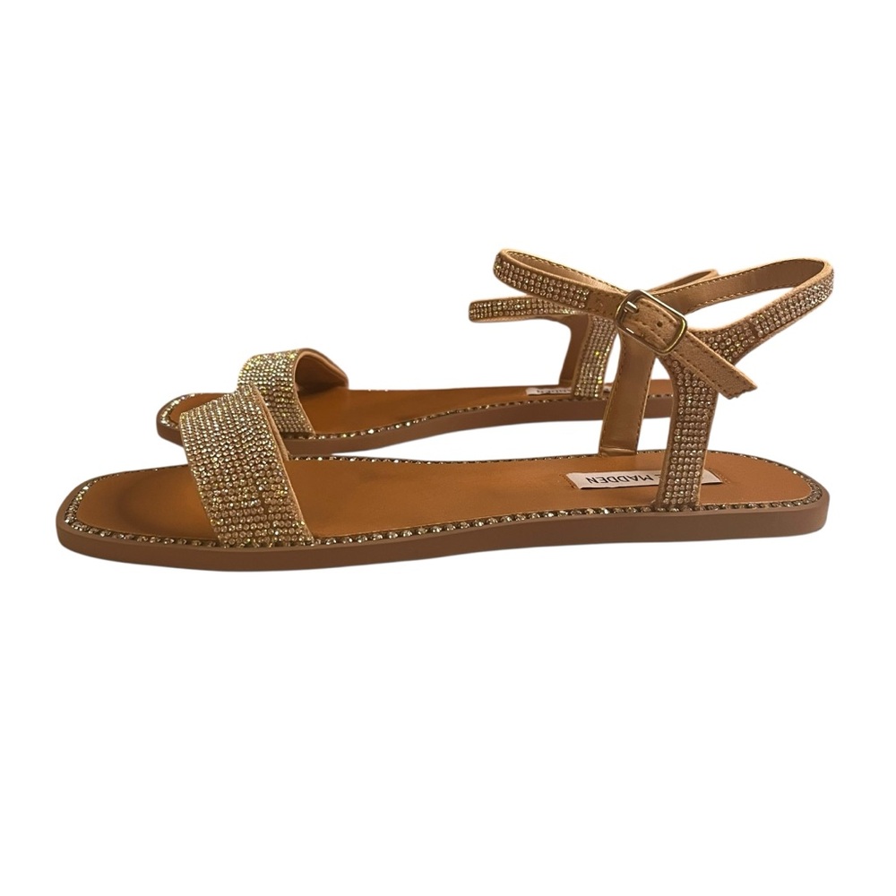 Steve Madden Tan and Silver Rhinestone Women's Sandals Size 9